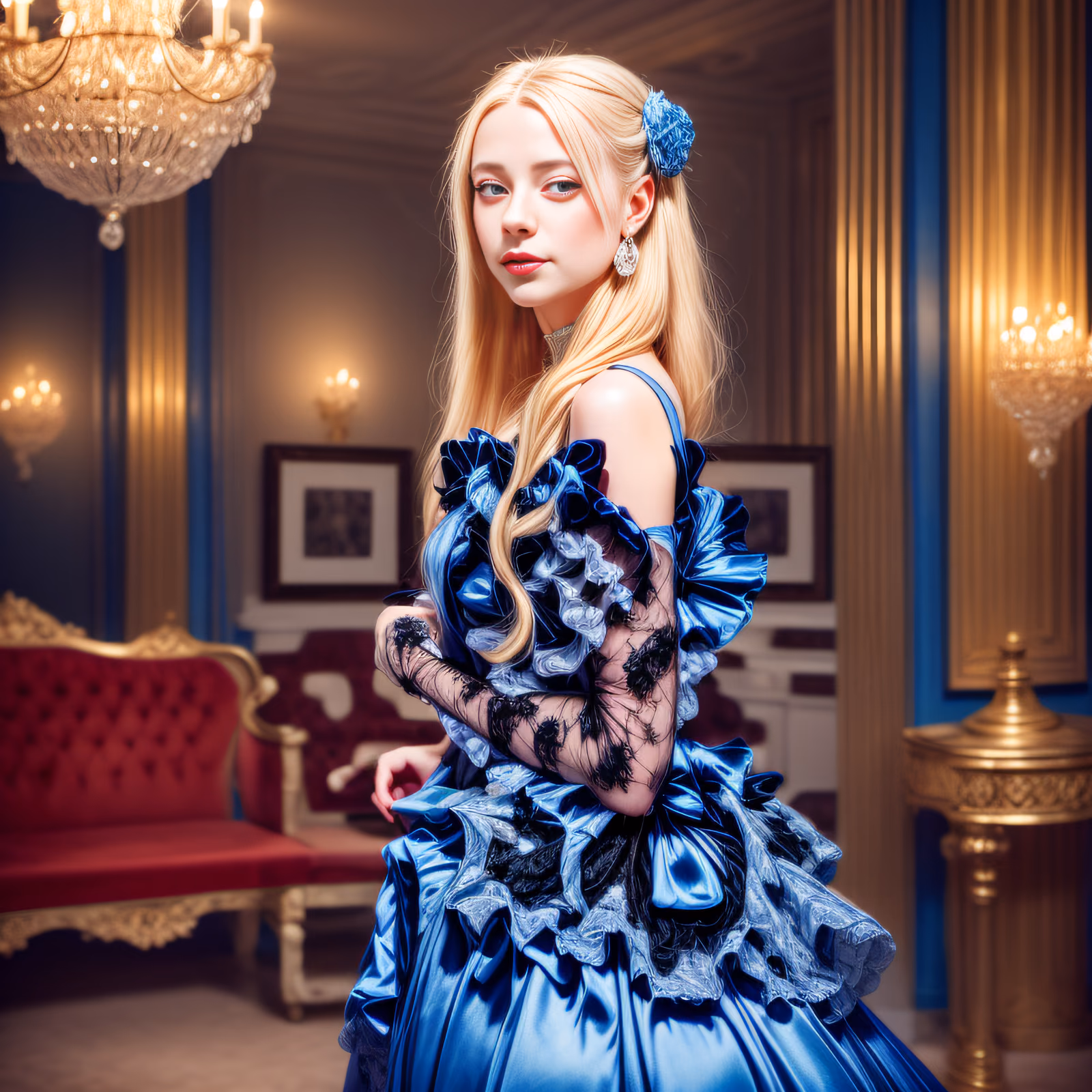 Ballroom Woman in Blue Gown QR Code for Posters — image 1