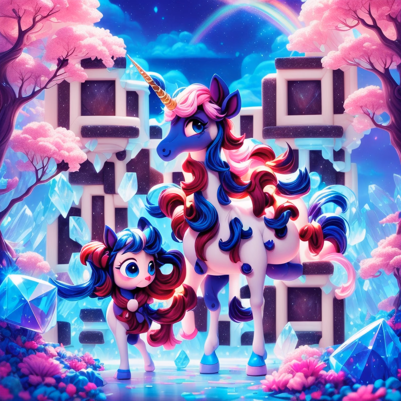 Unicorn Crystal Garden 3D Cartoon QR Code for Posters — image 1