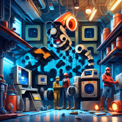 Sci-Fi Machine Room Workers QR Code for Posters — image 1