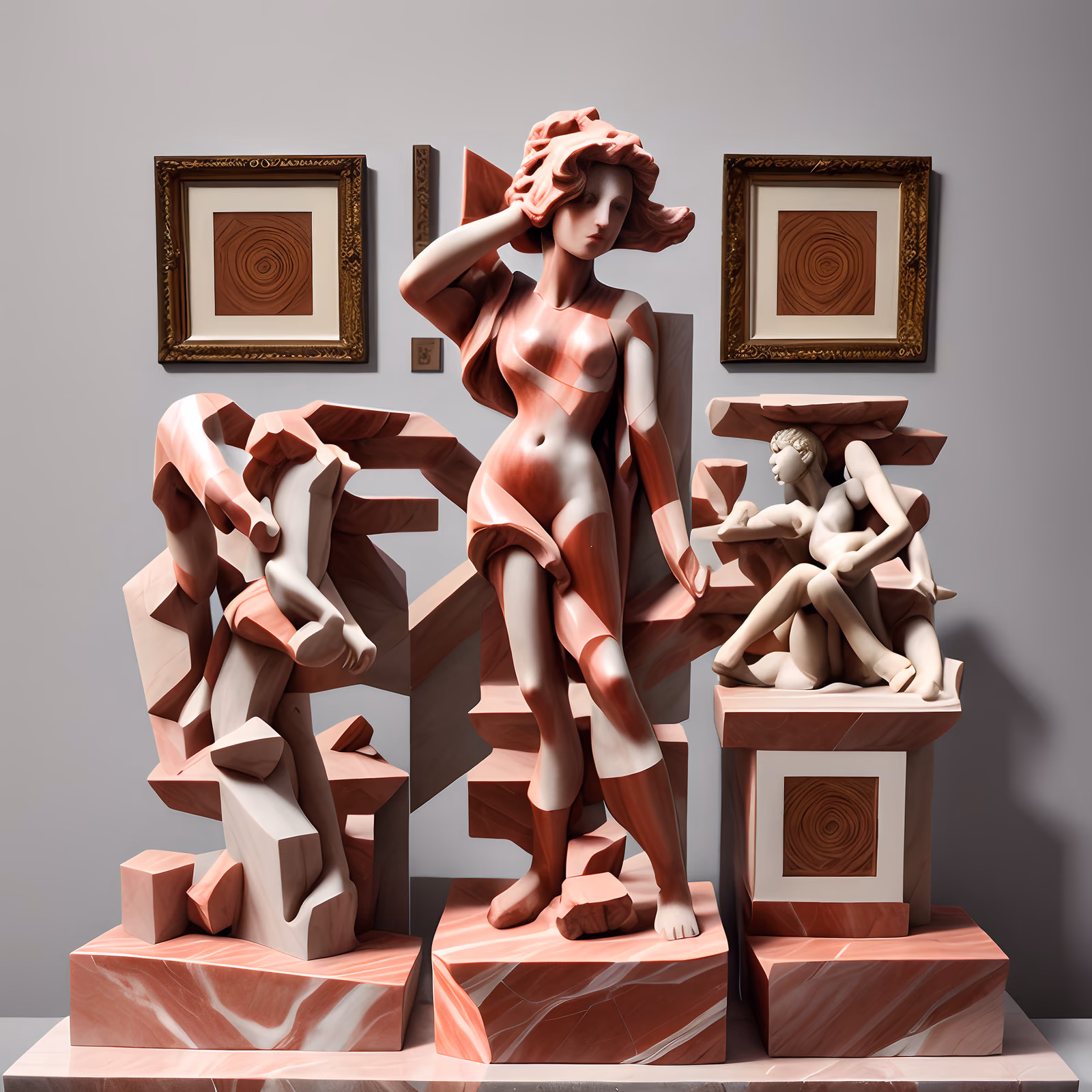 Red Marble Statue Sculpture QR Code Art — image 1