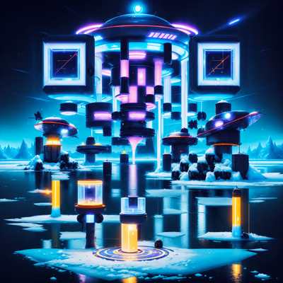 Инопланетное ледяное озеро в ретрофутуризме: QR-код — изображение 1