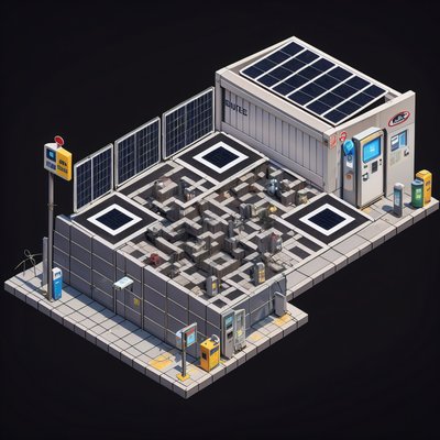Isometric Gas Station Safe Zone QR Code for Posters
