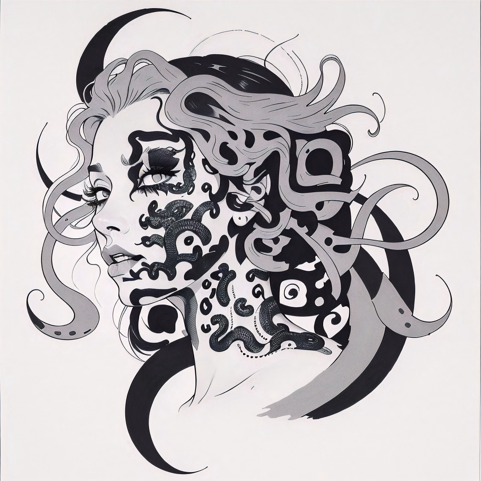Medusa Snake Hair Ink Tattoo QR Code for Temporary Tattoos — image 1