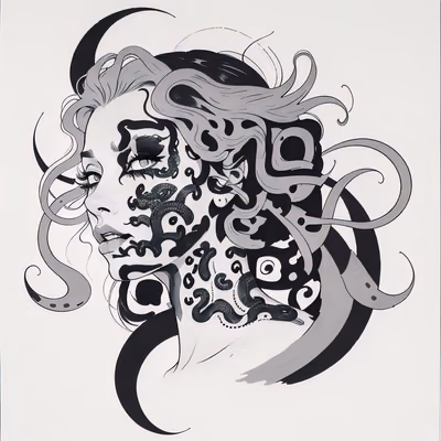 Medusa Snake Hair Ink Tattoo QR Code for Temporary Tattoos — image 1