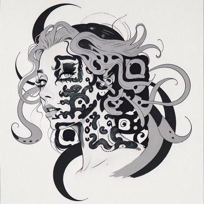 Medusa Snake Hair Ink Tattoo QR Code for Temporary Tattoos