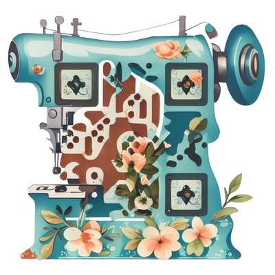 Floral Sewing Machine Vector Flowers QR Code for Stickers