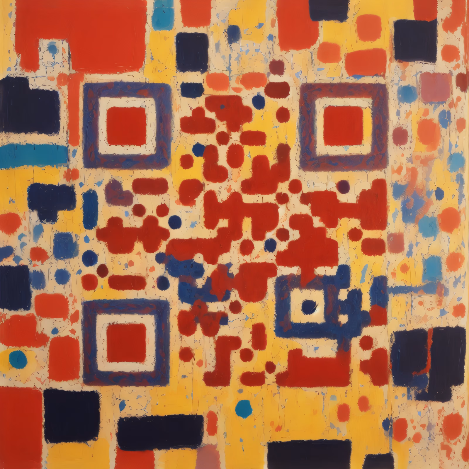 Red and Blue Abstract Painting QR Code Art — image 1
