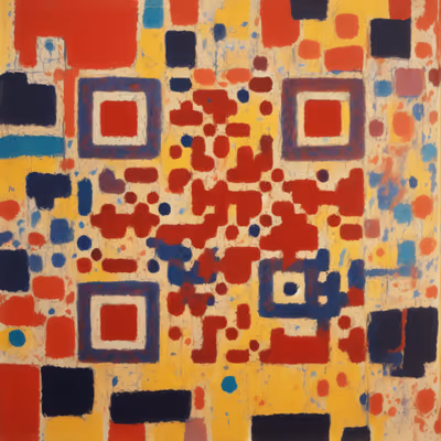 Red and Blue Abstract Painting QR Code Art — image 1