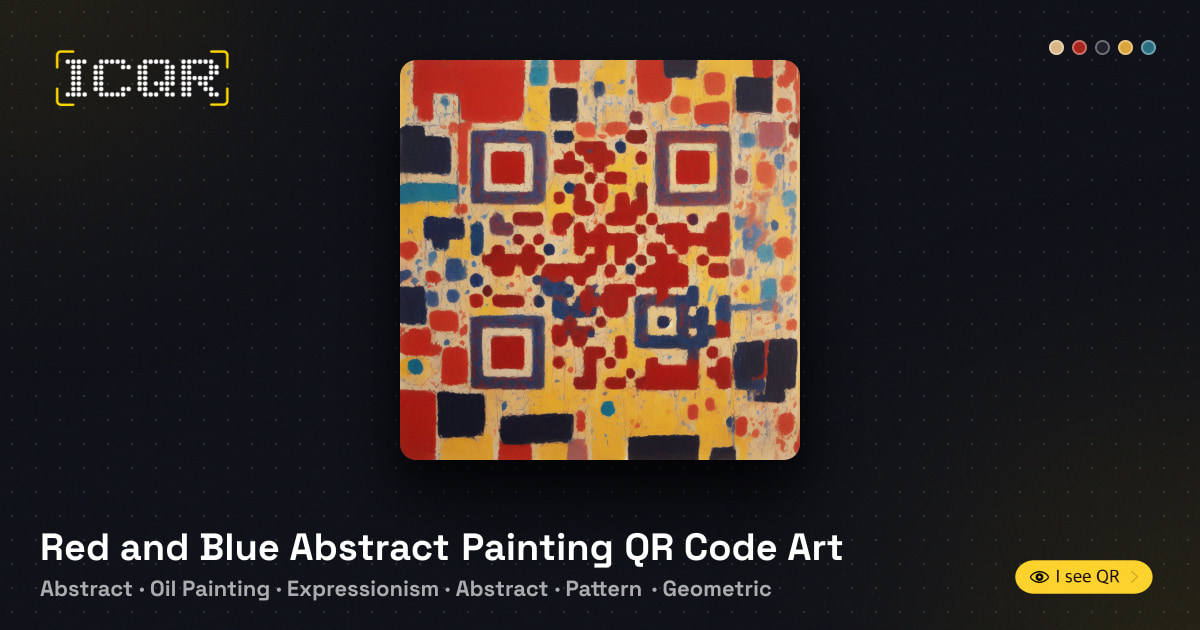 Red and Blue Abstract Painting QR Code Art • ICQR