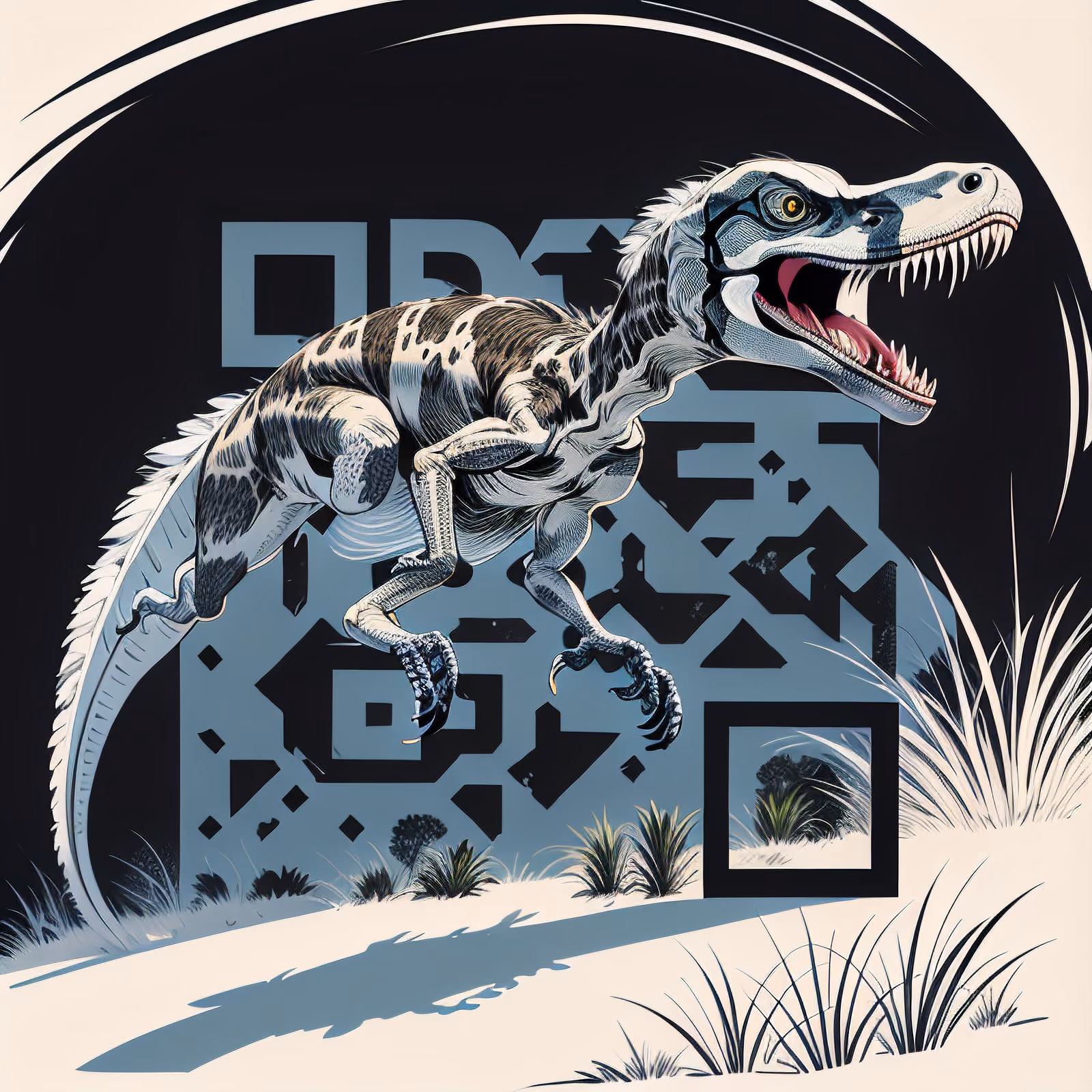 Velociraptor Ink Style QR Code for Posters — image 1