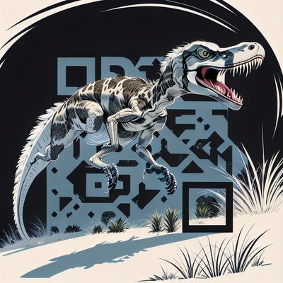 Velociraptor Ink Style QR Code for Posters