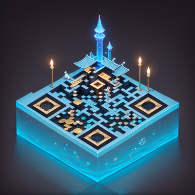 Изометрическая диорама с колодцем желаний: QR-код для постеров — изображение 1