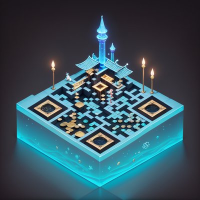 Isometric Wishing Well Diorama QR Code for Posters