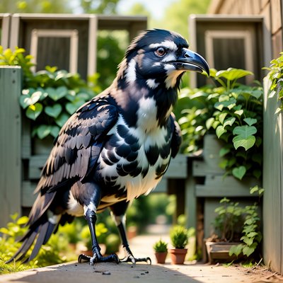 Crow in Sunlit Garden Photorealistic QR Code Art