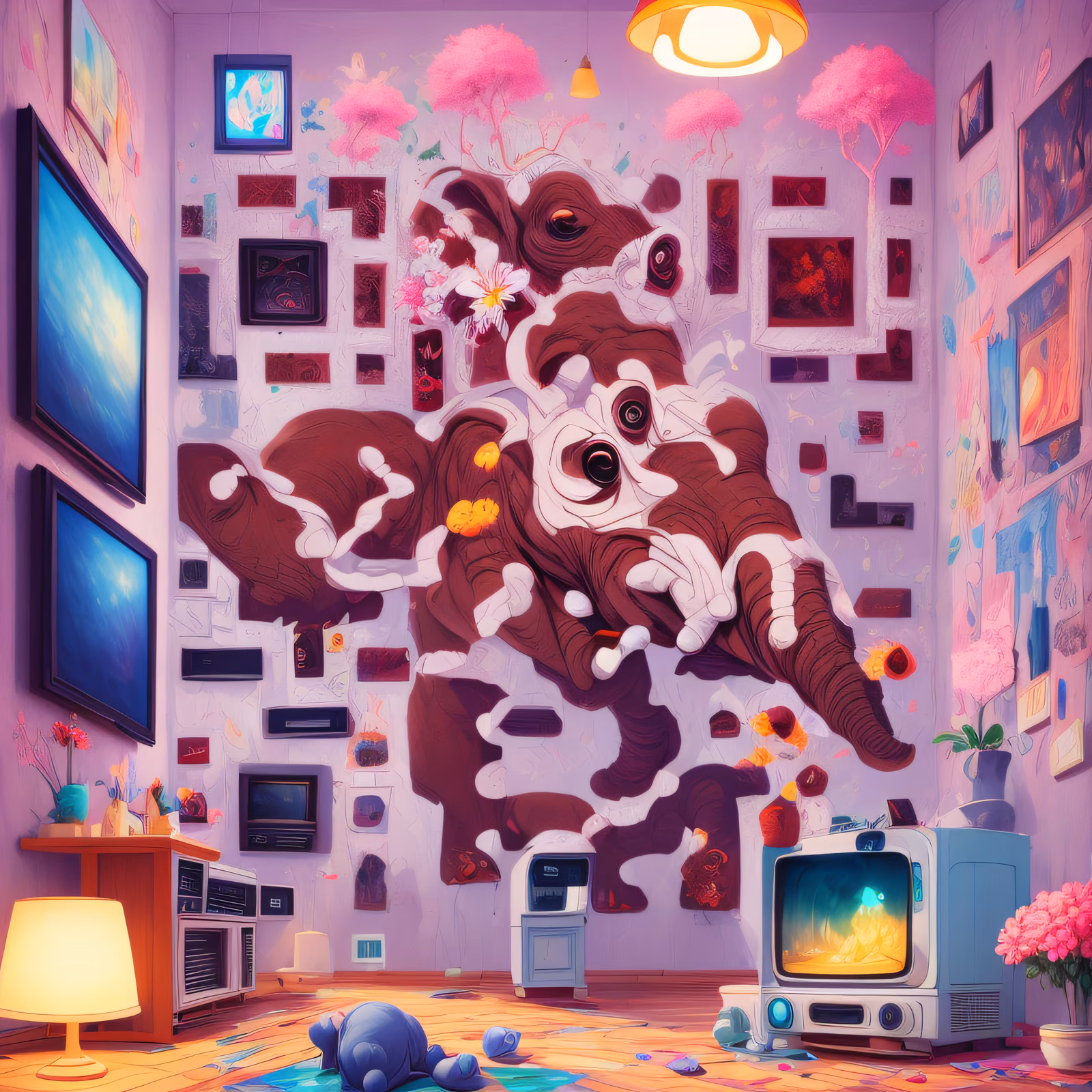 Elephant Mural Room Maximalist QR Code Art — image 1