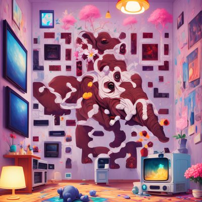 Elephant Mural Room Maximalist QR Code Art