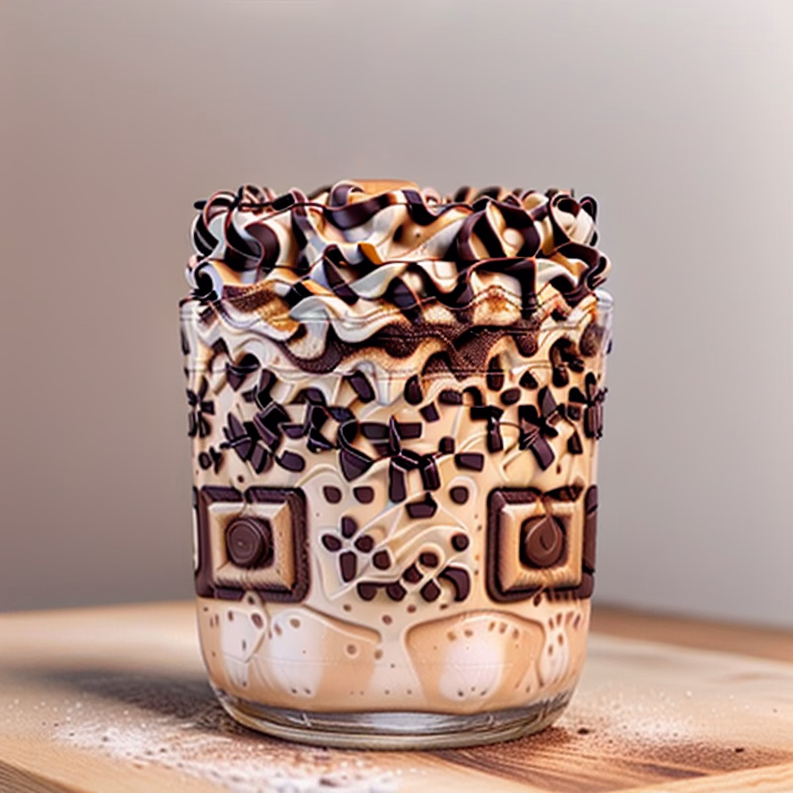 Iced Latte Chocolate Photorealistic QR Code for Table Tents — image 1