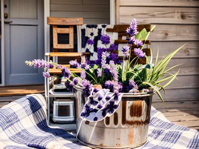 Lavender in Tin Bucket Photo QR Code Art