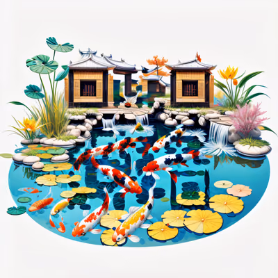 Koi Pond Game Art 3D QR Code for Stickers — image 1