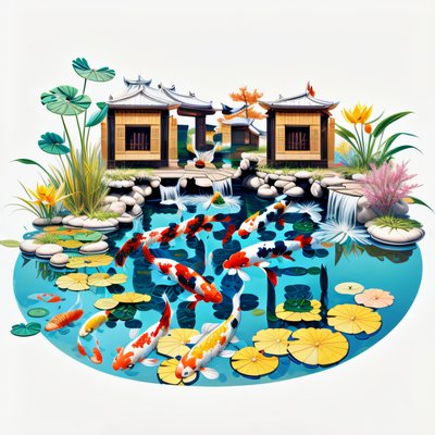 Koi Pond Game Art 3D QR Code for Stickers