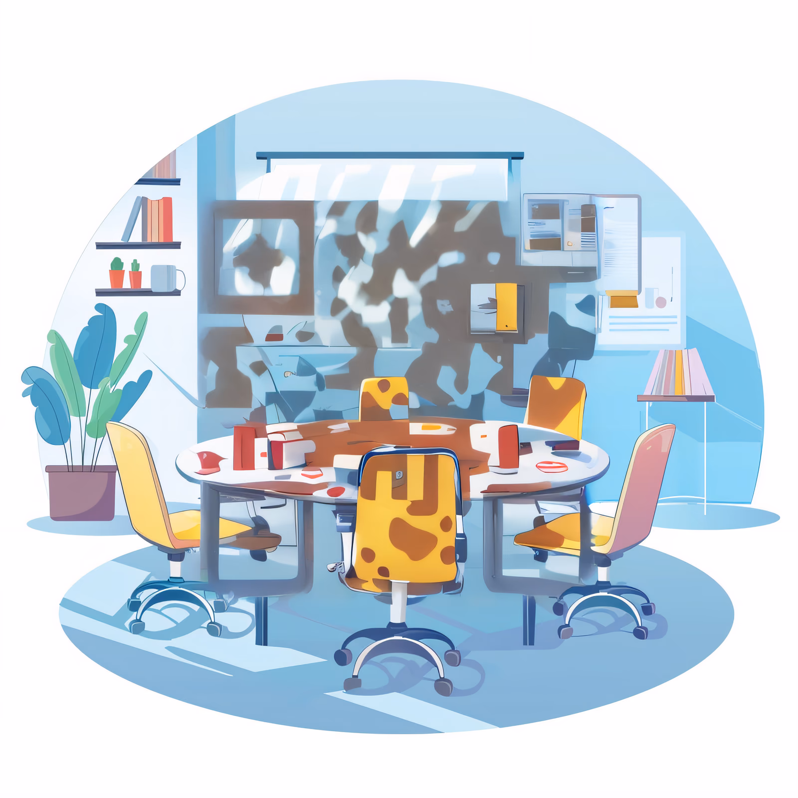 Meeting Room Vector Illustration QR Code for Stickers — image 1