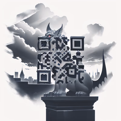 Gargoyle Over Stormy Skyline Tattoo QR Code for Temporary Tattoos — image 1