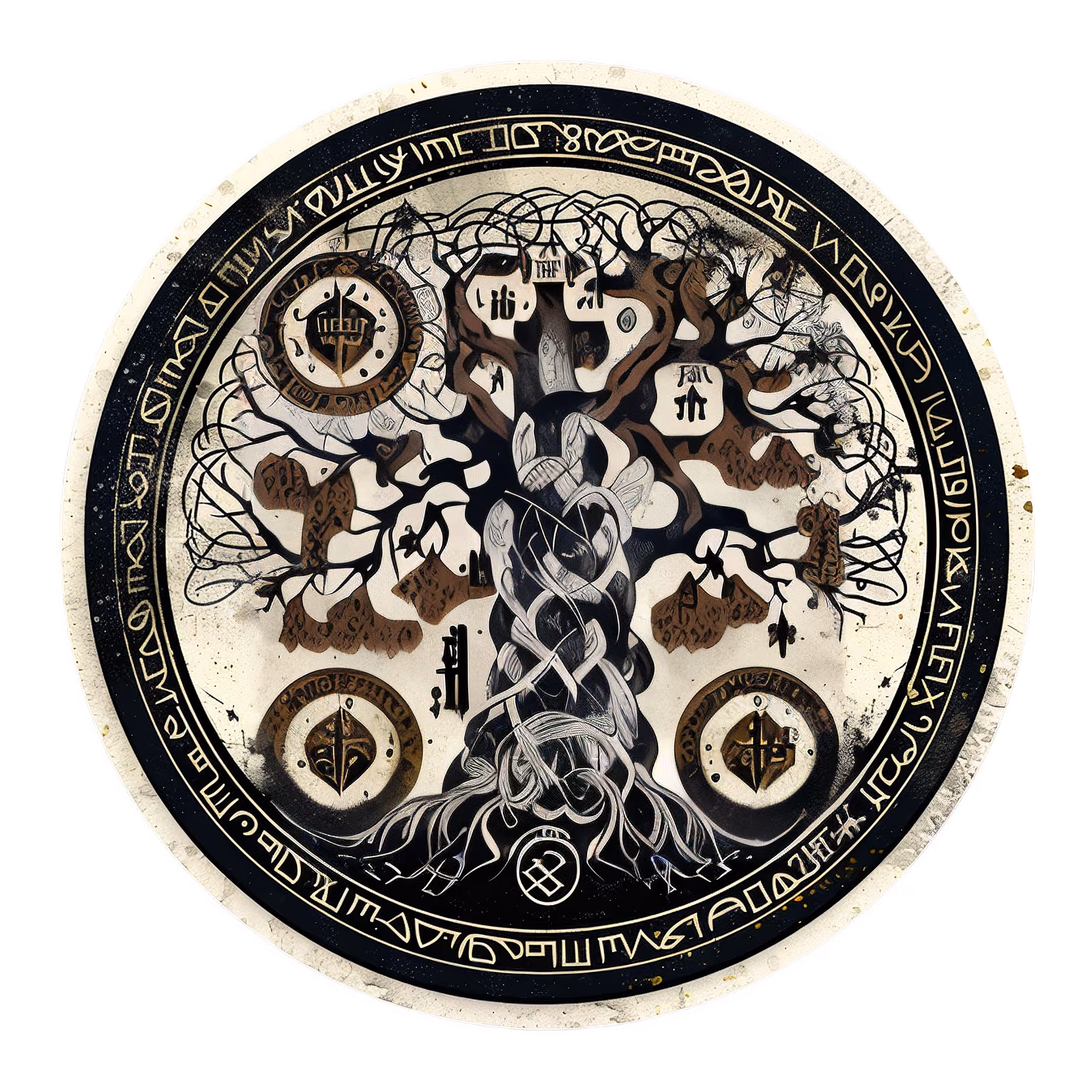 Yggdrasil World Tree Runic Vector QR Code for Stickers — image 1