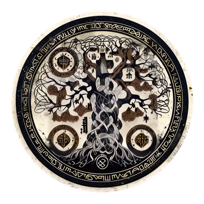 Yggdrasil World Tree Runic Vector QR Code for Stickers — image 1
