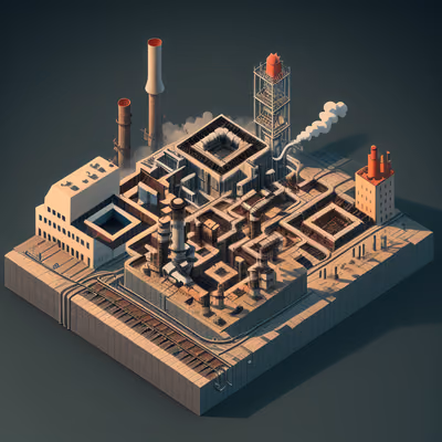 Isometric Industrial City Factory QR Code Art — image 1