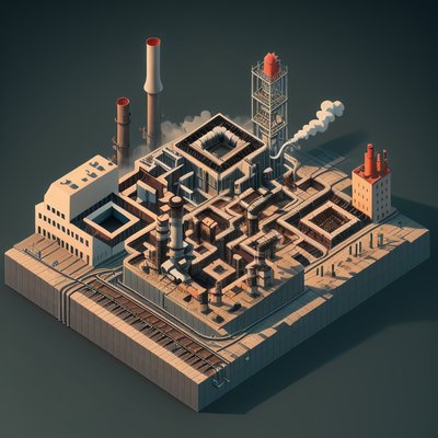 Isometric Industrial City Factory QR Code Art