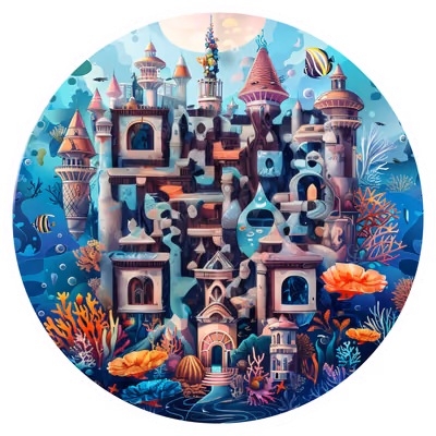 Underwater Coral City Vector QR Code for Stickers — image 1