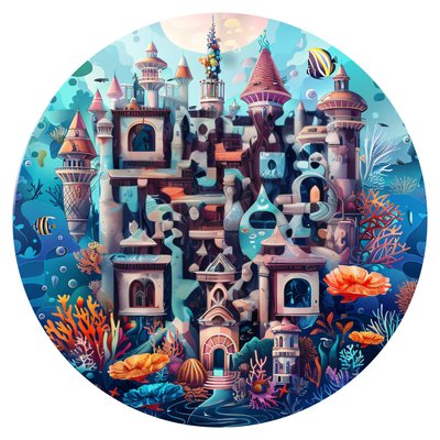 Underwater Coral City Vector QR Code for Stickers