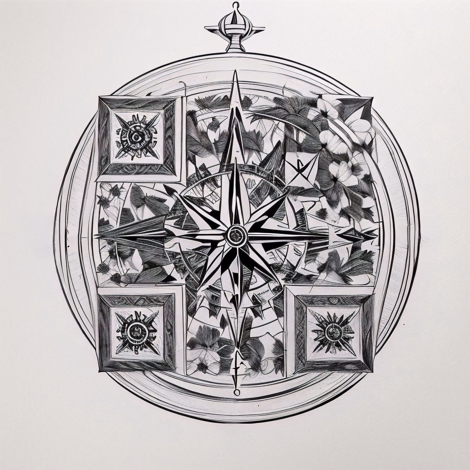 Ornate Floral Compass Tattoo QR Code for Temporary Tattoos — image 1