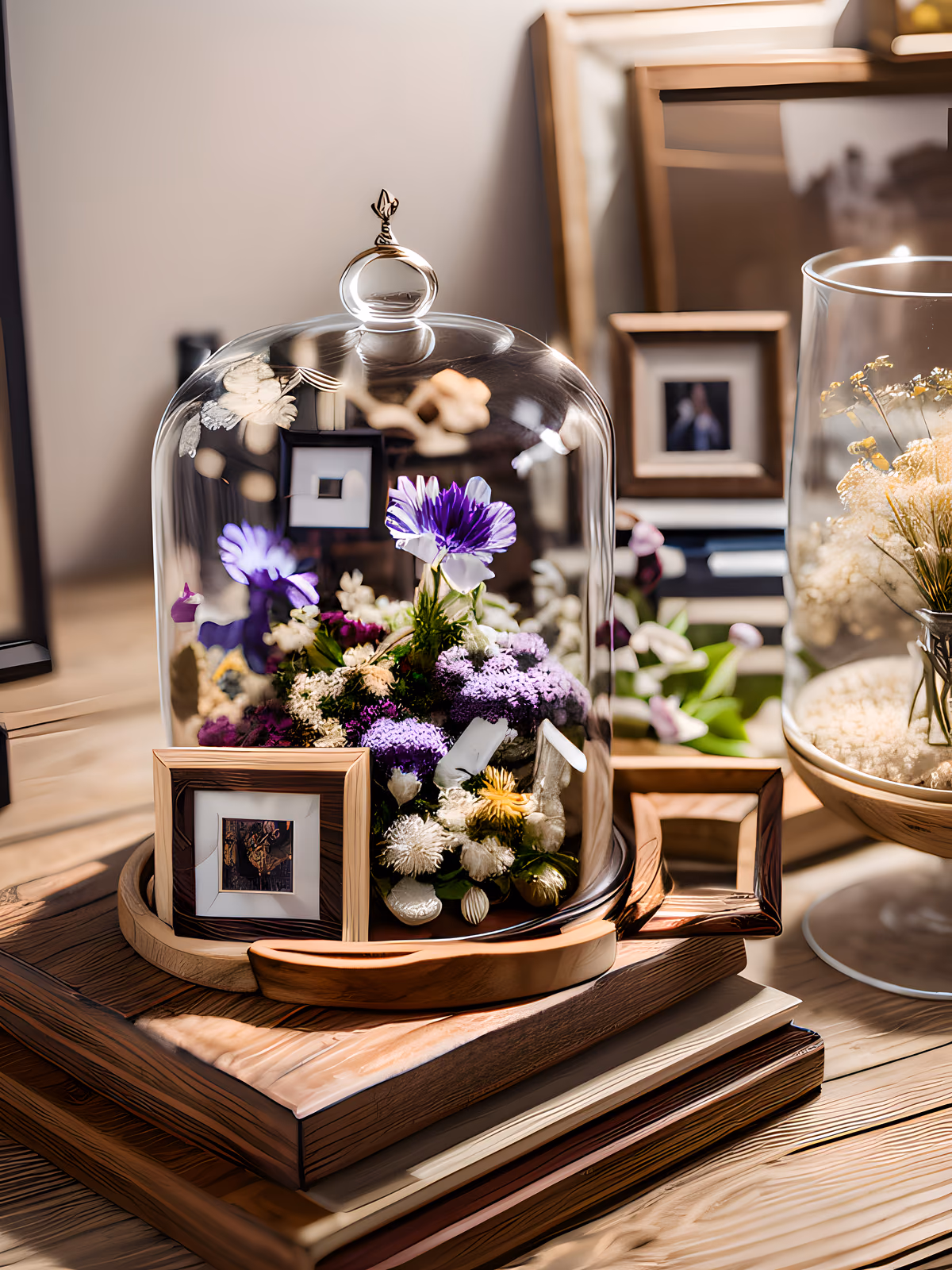 Glass Cloche Dried Flowers Photo QR Code Art — image 1
