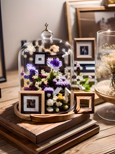 Glass Cloche Dried Flowers Photo QR Code Art — image 1