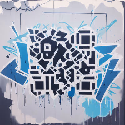Синий граффити-теги: QR-код для постеров — изображение 1