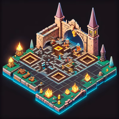 Изометрический город гномов: 3D игровой QR-код — изображение 1