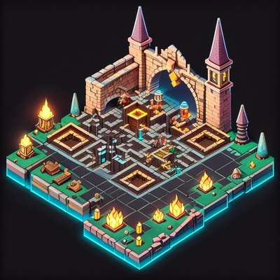 Isometric Dwarf City 3D Game QR Code Art