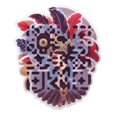 Портрет женщины в перьях: векторный QR-код для стикеров