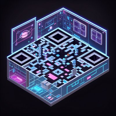 Isometric Sci-Fi Space Pod Interior QR Code for Posters