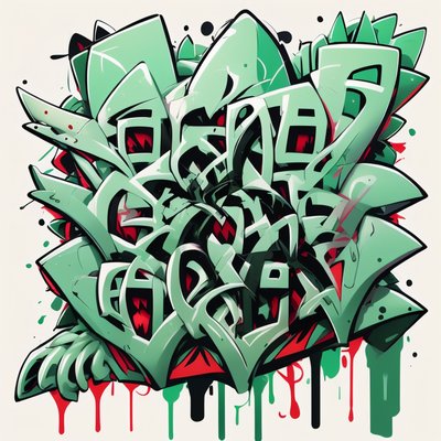 Mint Green Wildstyle Graffiti QR Code for Apparel