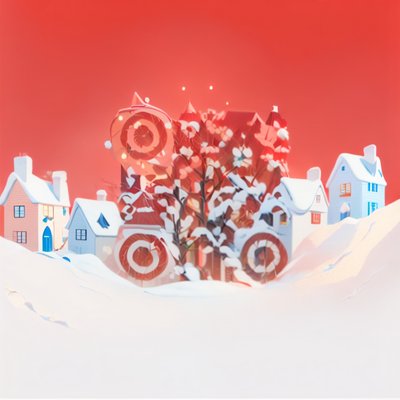 Snowy Christmas Village 3D Papercut QR Code for Greeting Cards