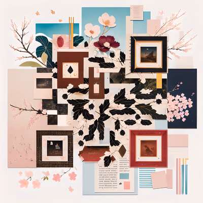 Blossom Branch Paper Collage QR Code Art — image 1