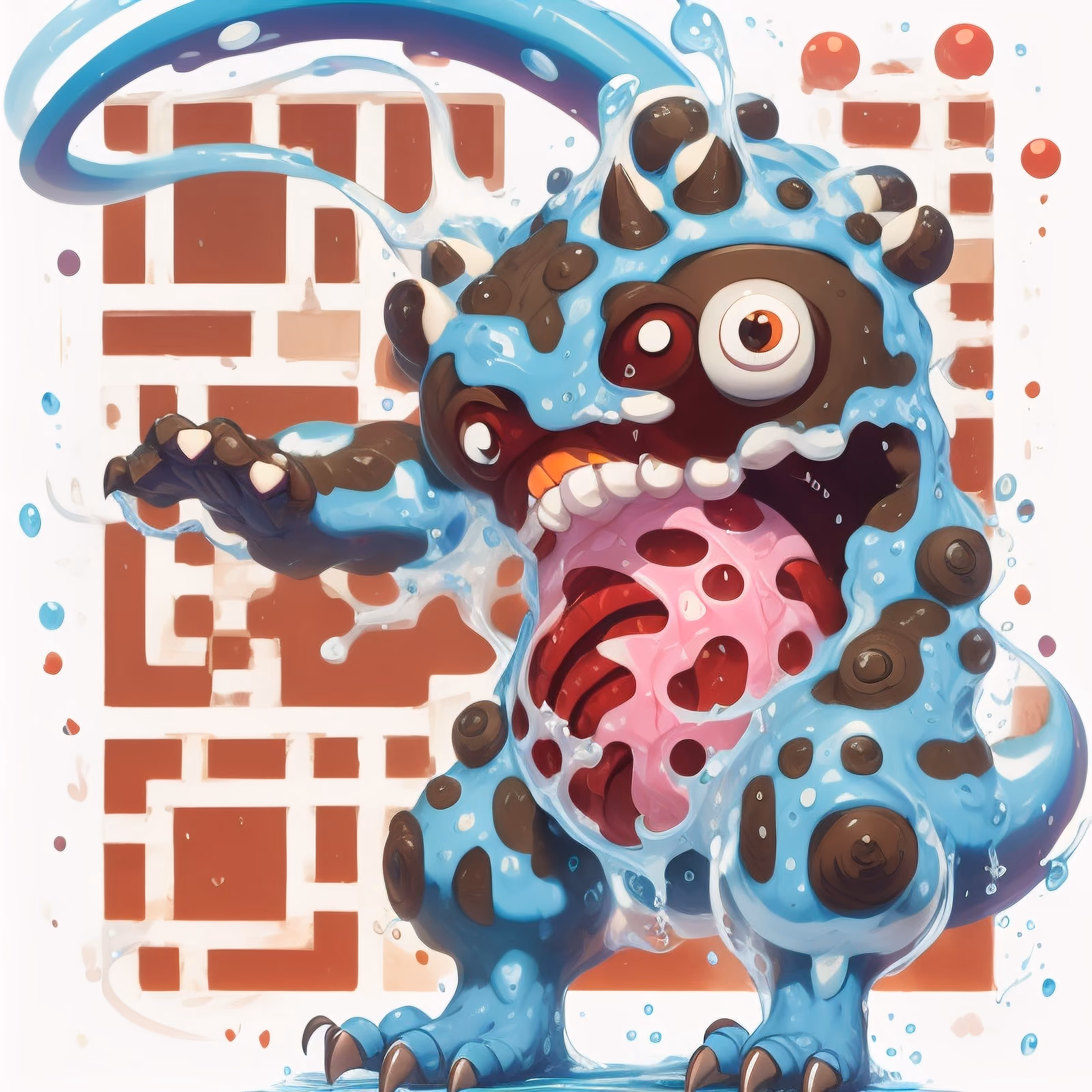 Blue Slime Monster Cartoon QR Code for Stickers — image 1