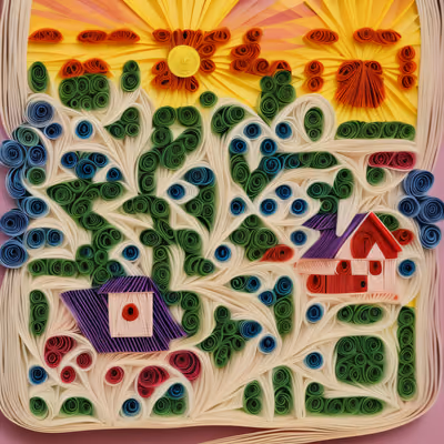 Quilled Paper Cabin in Woods QR Code Art — image 1