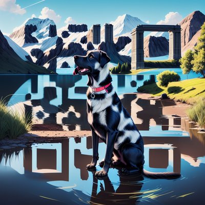 Labrador by Mountain Lake Painting QR Code Art