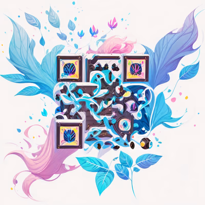 Floating Cartoon Leaves Psychedelic QR Code for Posters — image 1