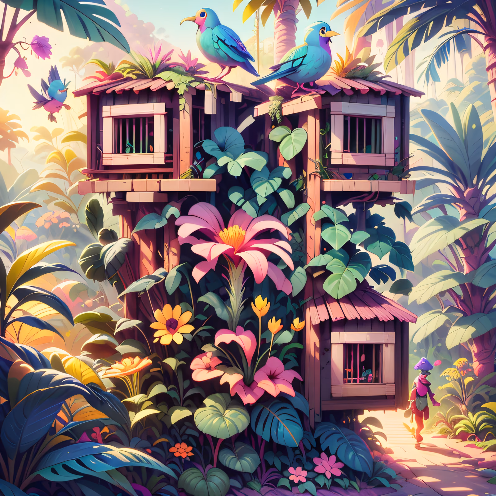 Jungle Birdhouse Fantasy Concept QR Code Art — image 1