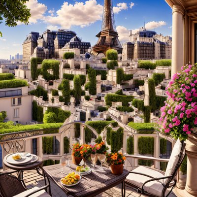 Paris Balcony Eiffel Tower View QR Code for Posters