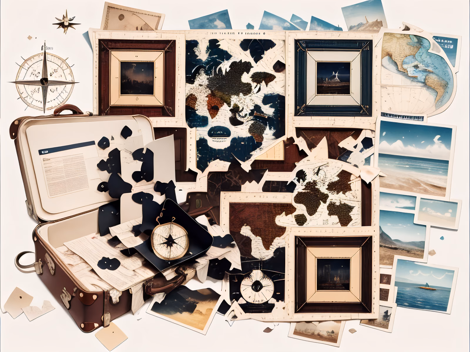 Vintage Travel Map Collage QR Code Art — image 1